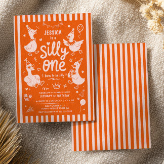 Invitation Une Oie Idiote Orange Brûlé pour le Premier Annive