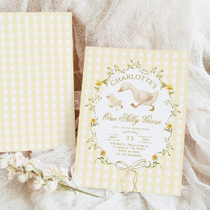 Invitation Une Oie Idiote Premier Anniversaire Genre Neutre