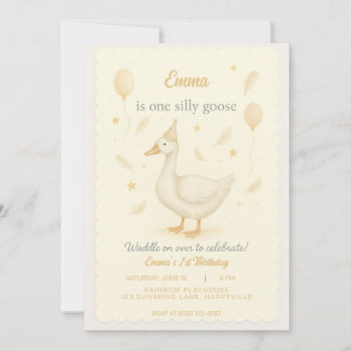 Invitation Une Oie Silly 1ère Fête Anniversaire Pour Girls In