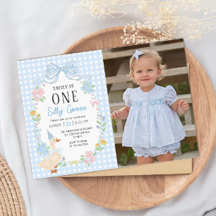 Invitation Une oie sotte Florale 1er anniversaire Photo