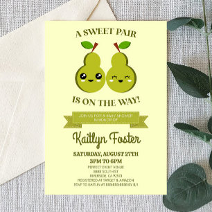 Invitation Une Paire Douce Est En Route ! Baby shower Pear Tw