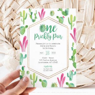 Invitation Une Paire Prickly Twin Girls 1er Anniversaire Invi