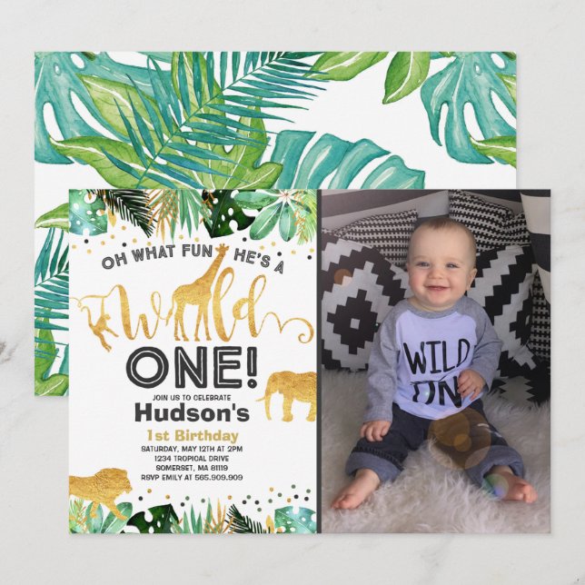 Invitation Une partie sauvage d'animaux de jungle (Devant / Derrière)