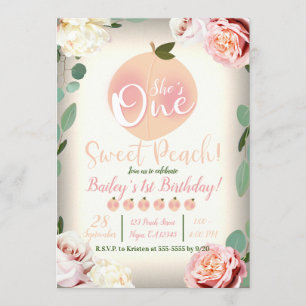 Invitation UNE PEACH SUCRE Fête d'anniversaire