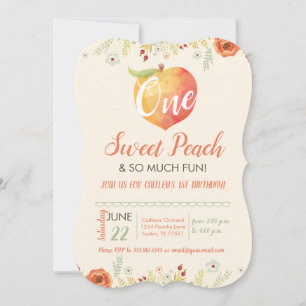 Invitation Une Pêche Douce Premier anniversaire