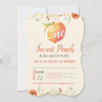 Invitation Une Pêche Douce Premier anniversaire