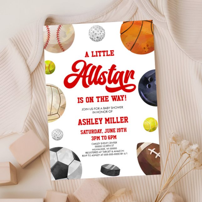 Invitation Une Petite Allstar Est En Route ! Baby shower spor (Créateur téléchargé)