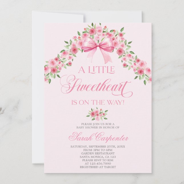 Invitation Une Petite Amoureuse Se Trouve En Chemin Baby show (Devant)