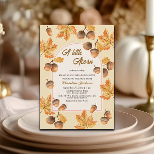 Invitation Une petite Baby Shower de glands sous les feuilles