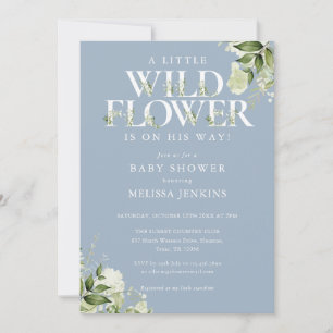 Invitation Une petite Baby Shower Fleur des Champs  Bleu