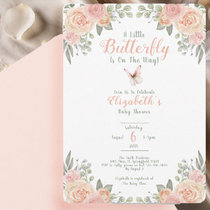 Invitation Une petite Baby Shower papillon arrondi