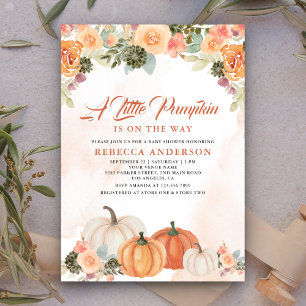 Invitation Une petite Baby Shower rustique orange florale pou