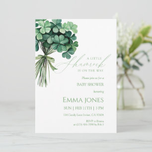 Invitation Une petite Baby Shower sur le thème du trèfle arri