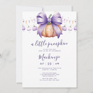 Invitation Une petite Baby Shower Violet Citrouille