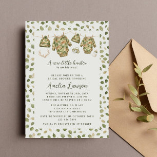 Invitation Une petite chasse Camo Country bois de cerf Baby S