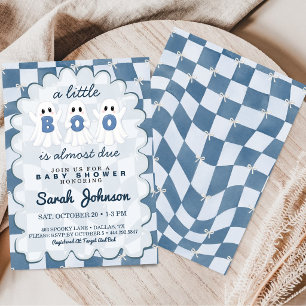 Invitation Une petite chouette est due Baby Shower à carreaux