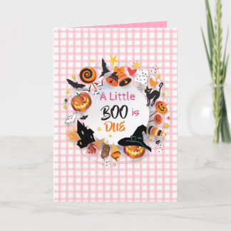 Invitation Une petite chouette est due Code QR Gingham Rose D