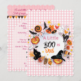 Invitation Une petite chouette est due Rose Gingham QR Code B