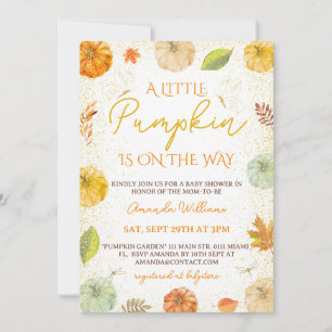 Invitation Une Petite Chute Citrouille Fille Baby shower Flor