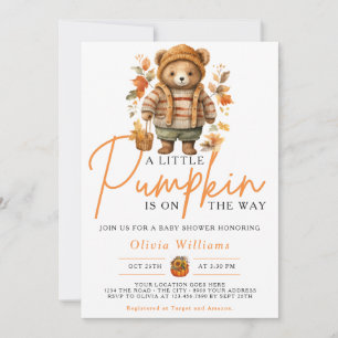 Invitation Une petite citrouille automne bébé ours MIGNON Sho