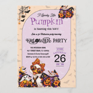 Invitation Une petite citrouille effrayante hante Halloween