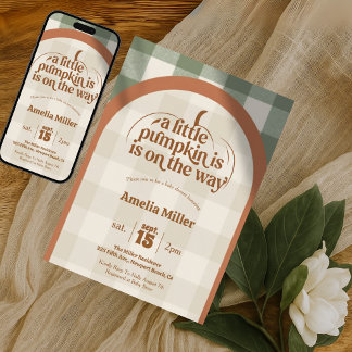 Invitation Une petite citrouille est en route Fête prénatale