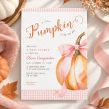 Une petite citrouille rose noeud gingham baby show