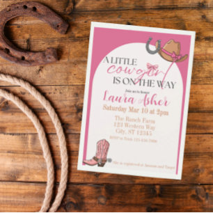 Invitation Une petite cow-girl est en chemin baby shower