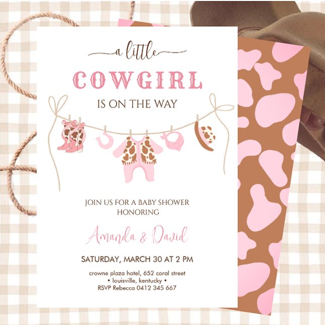 Invitation Une petite Cowgirl est en chemin Baby shower (Créateur téléchargé)