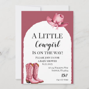 Invitation Une petite cowgirl rose est en route