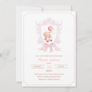 Invitation Une petite crête rose bearly boit baby shInvitatio