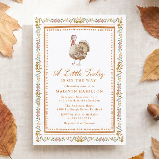 Invitation Une petite dinde Shower Floral Automnal de Bébé