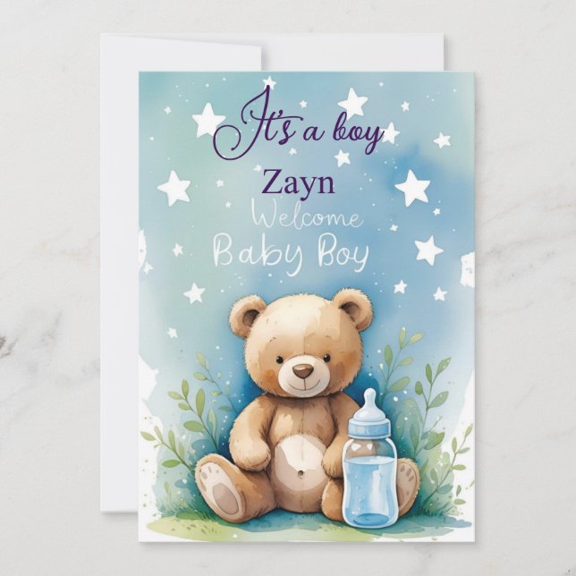 Invitation "Une petite étoile est en route - Baby shower bleu (Devant)