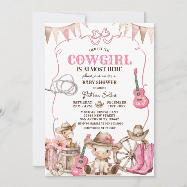 Invitation Une Petite Femme Est En Chemin Baby shower Invitat (Devant)