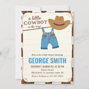 Invitation Une Petite Fête Baby shower Cowboy