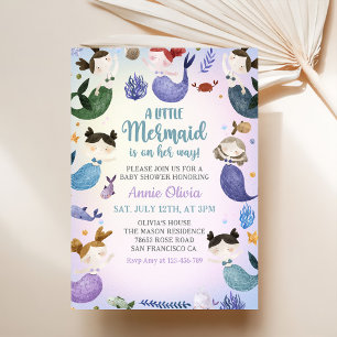 Invitation Une Petite Fête Baby shower Fille Sirène