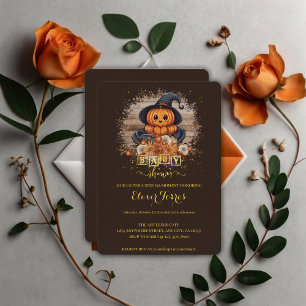 Invitation Une petite fête de bébé citrouille mignonne kawaii