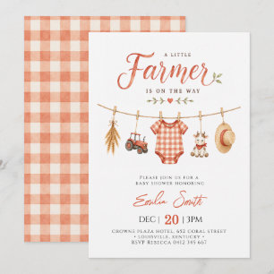 Invitation Une petite fête de bébé Farmer est en route