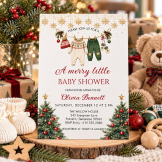 Invitation Une petite fête de bébé Noël vêtements