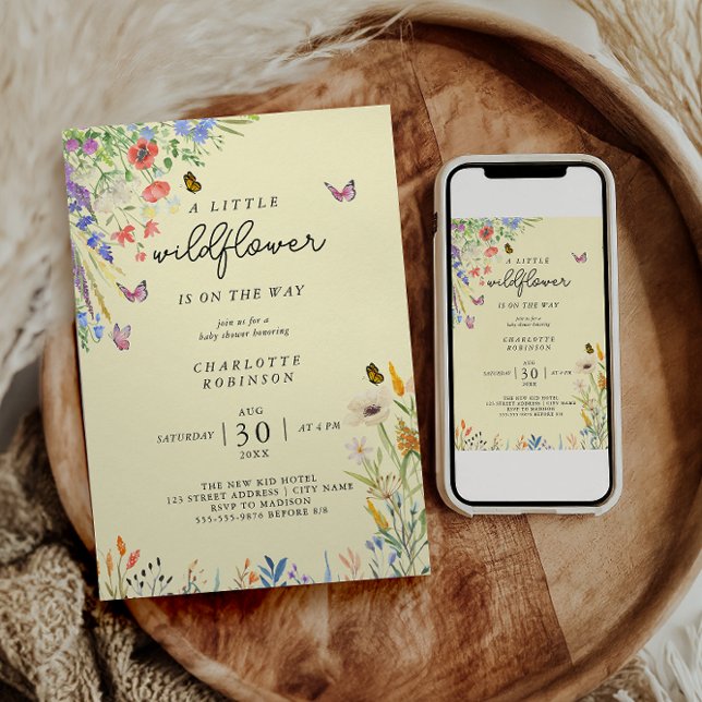 Invitation Une petite fille à la fleur sauvage Baby Shower (Créateur téléchargé)