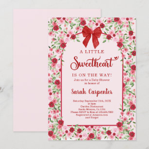 Invitation Une petite fille Baby shower de la cou rouge amour