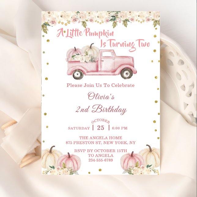 Invitation Une petite fille Citrouille 2e anniversaire (Créateur téléchargé)