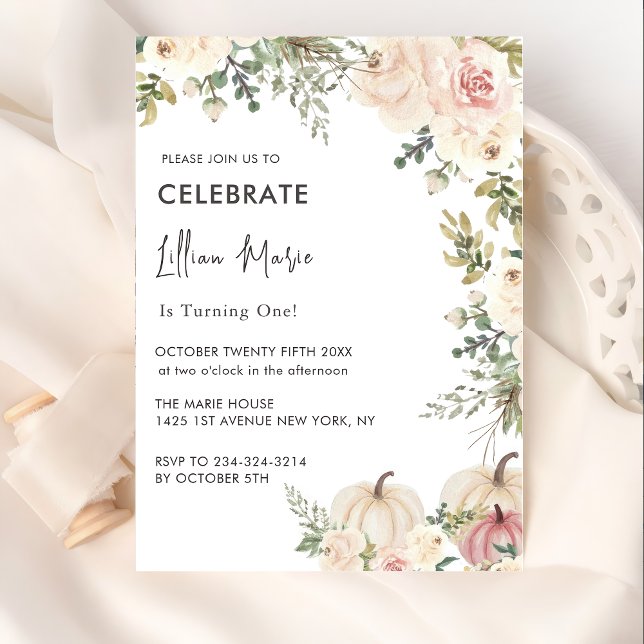 Invitation Une petite fille Citrouille Anniversaire (Créateur téléchargé)