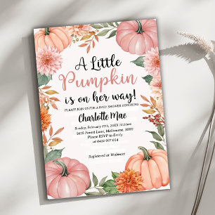 Invitation Une Petite Fille Citrouille Tombe Baby shower Flor