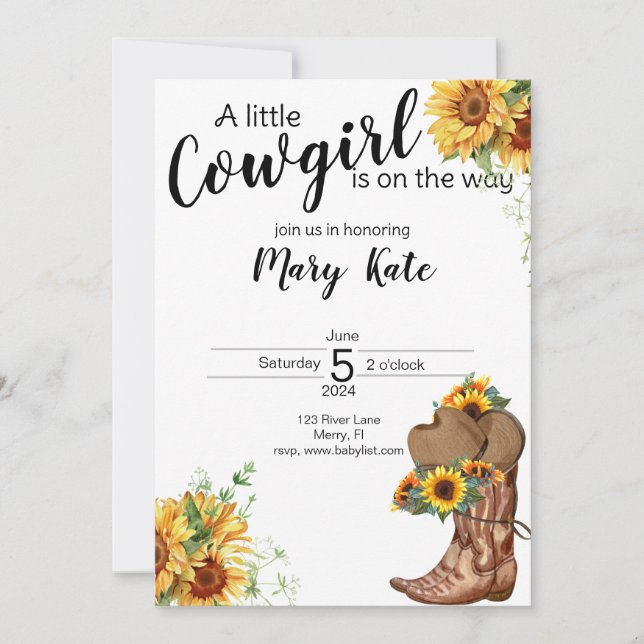 Invitation Une petite fille est en chemin Baby shower (Devant)