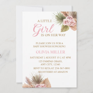 Invitation Une Petite Fille Est En Route Fête Bébé Bohème