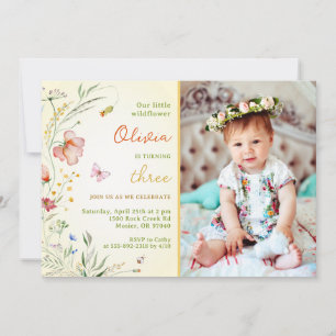 Invitation Une petite fille Fleur sauvage Anniversaire de enf