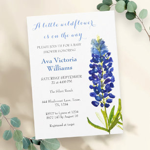 Invitation Une Petite Fille Fleur sauvage Baby shower Fleur B