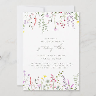 Invitation Une Petite Fille Fleur sauvage Fête d'Anniversaire