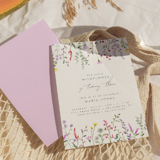 Invitation Une Petite Fille Fleur sauvage Fête d'Anniversaire
